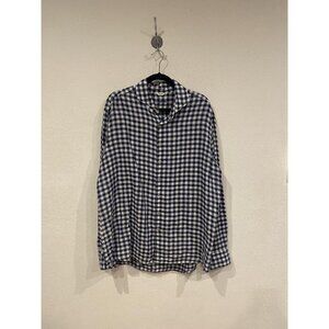 Stenströms Shirt Mens 2XL Blue Gingham Fitted Body Long Sleeve Dress Shirt